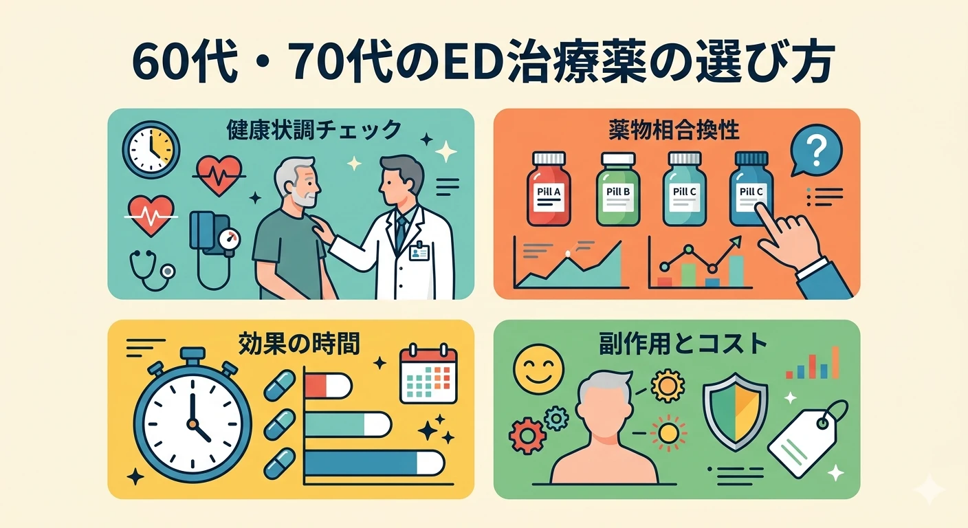 60代・70代のED治療薬の選び方｜合併症・飲み合わせ別に薬剤師が解説