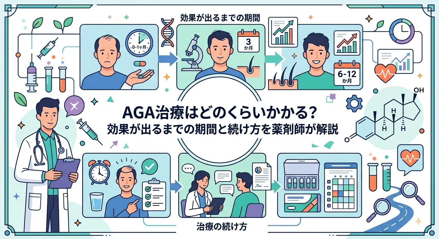 AGA治療はどのくらいかかる？効果が出るまでの期間と続け方を薬剤師が解説