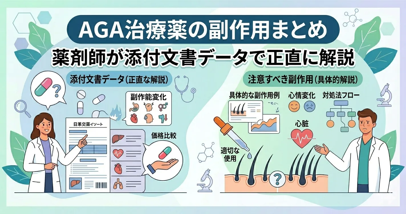 AGA治療薬の副作用まとめ｜薬剤師が添付文書データで正直に解説【2026年版】