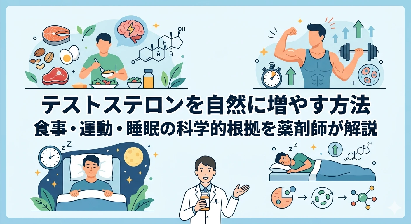 テストステロンを自然に増やす方法｜食事・運動・睡眠の科学的根拠を薬剤師が解説