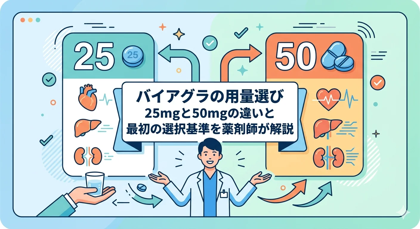 バイアグラの用量選び｜25mgと50mgの違いと最初の選択基準を薬剤師が解説