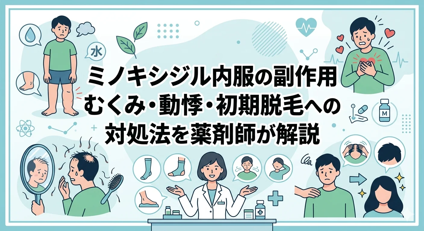ミノキシジル内服の副作用｜むくみ・動悸・初期脱毛への対処法を薬剤師が解説