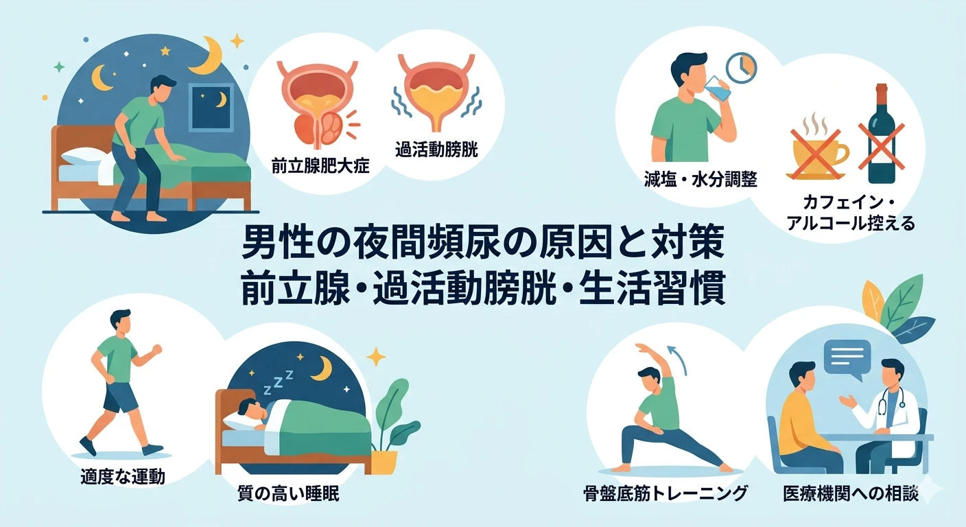 男性の夜間頻尿の原因と対策｜前立腺・過活動膀胱・生活習慣