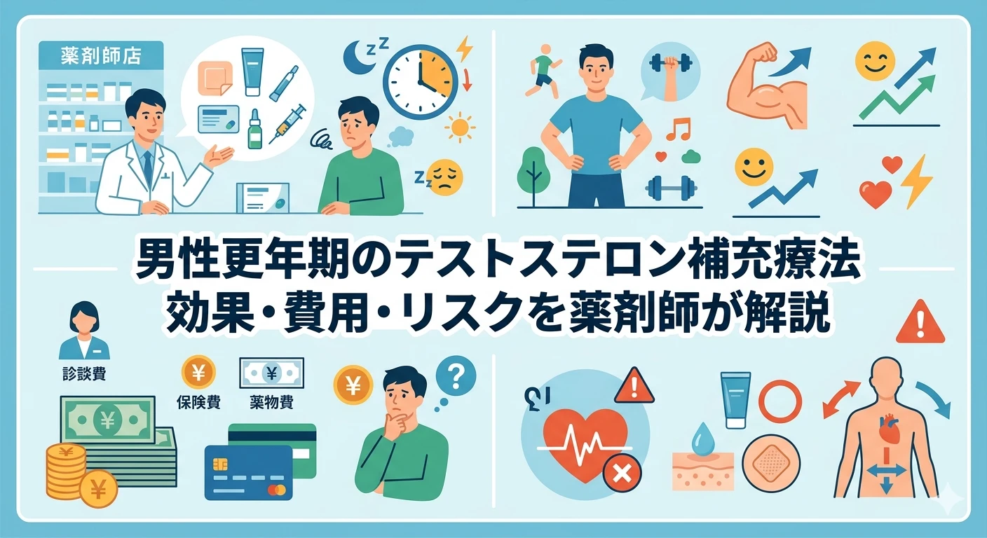 男性更年期のテストステロン補充療法｜効果・費用・リスクを薬剤師が解説