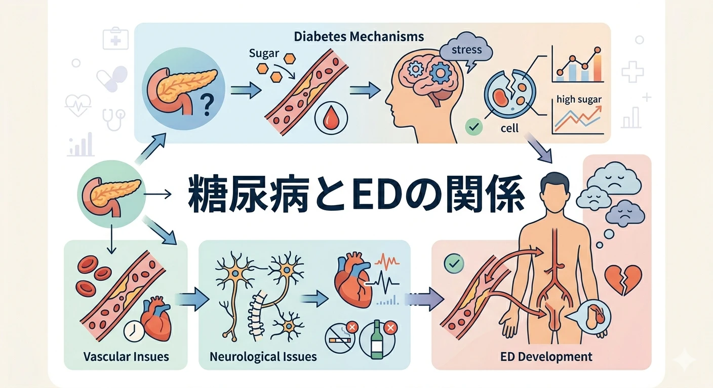 糖尿病とEDの関係｜なぜ効きにくくなるのか薬剤師が解説